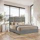Queen Bedroom Set, Gray, Gold,  White, 3 Piece Set with 2 Nightstands