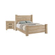 Queen Bedroom Set, Oak Beige and Black, 2 Piece Set with Nightstand