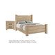 Queen Bedroom Set, Oak Beige and Black, 2 Piece Set with Nightstand