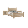 Queen Bedroom Set, Oak Beige and Black, 3 Piece Set with 2 Nightstands