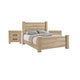 Queen Bedroom Set, Oak Beige and Black, 3 Piece Set with 2 Nightstands