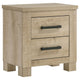 Queen Bedroom Set, Oak Beige and Black, 3 Piece Set with 2 Nightstands
