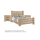 Queen Bedroom Set, Oak Beige and Black, 3 Piece Set with 2 Nightstands