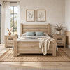Queen Bedroom Set, Oak Beige and Black, 3 Piece Set with 2 Nightstands