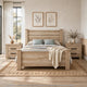 Queen Bedroom Set, Oak Beige and Black, 3 Piece Set with 2 Nightstands