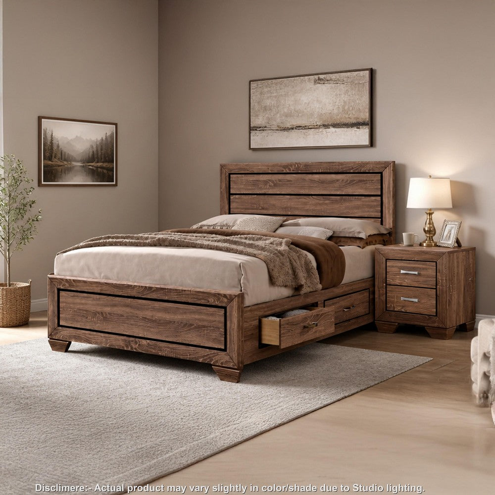 California King Bedroom Set, Storage, Brown, 2 Piece Set with Nightstand