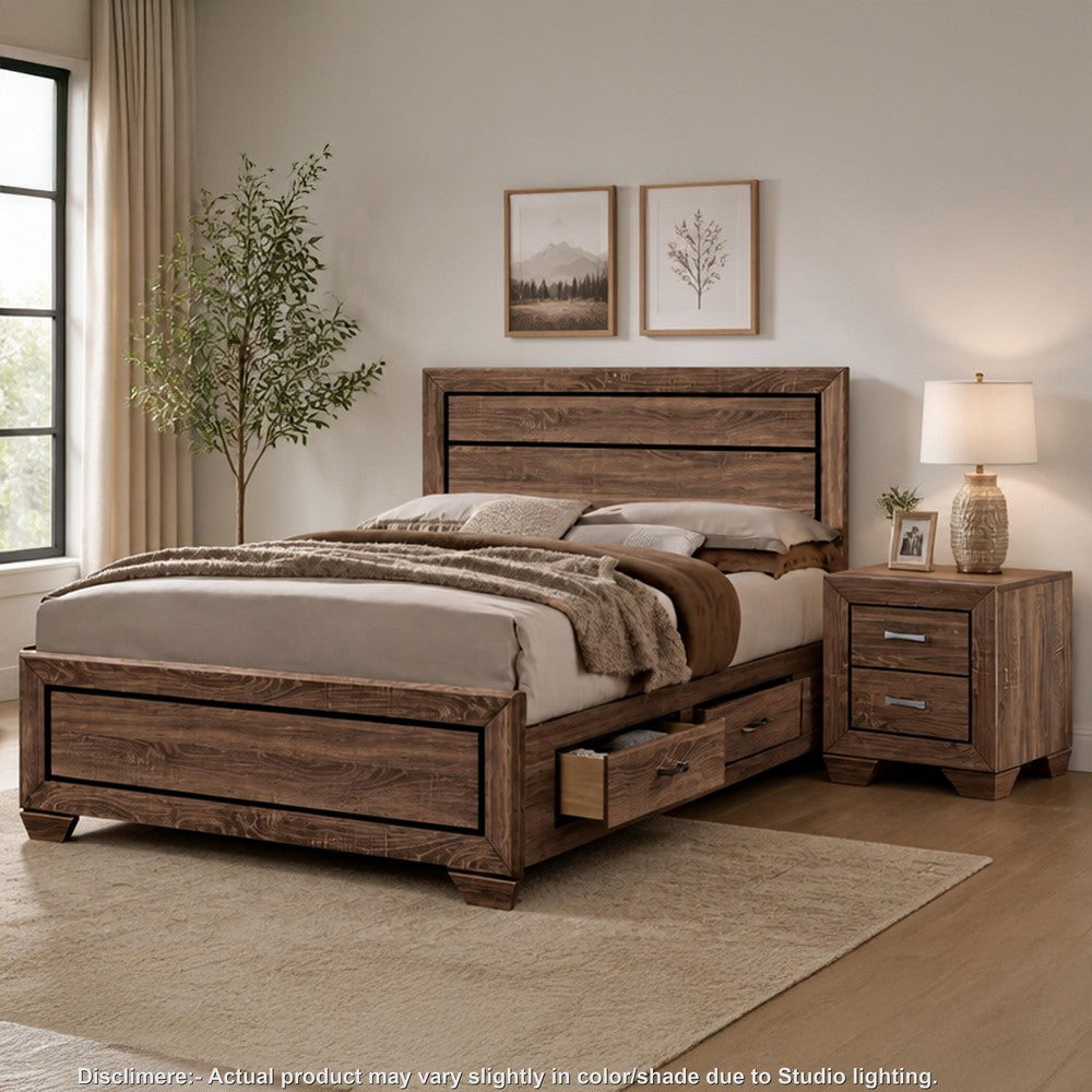 California King Bedroom Set, Storage, Brown, 2 Piece Set with Nightstand