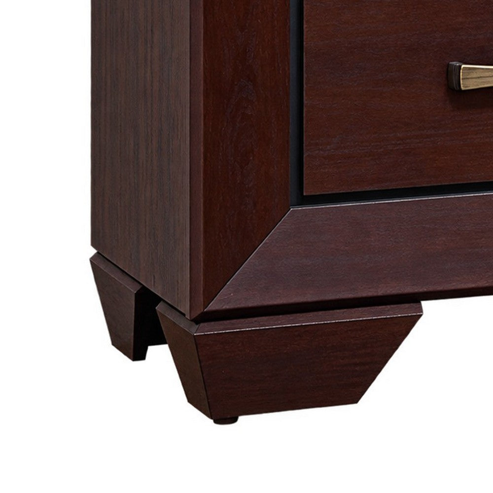 King Bedroom Set, Storage Design, Brown, 3 Piece Set with 2 Nightstands