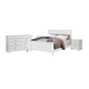 4pc Queen Bedroom Set, White and Nickel, 2 Nightstands and Dresser