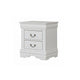 4pc Queen Bedroom Set, White and Nickel, 2 Nightstands and Dresser