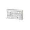 4pc Queen Bedroom Set, White and Nickel, 2 Nightstands and Dresser