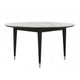Maddy Round Dining Table | 47" White Sintered Stone Top | Black Wood