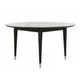 Maddy Round Dining Table | 47" White Sintered Stone Top | Black Wood