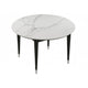 Maddy Round Dining Table | 47" White Sintered Stone Top | Black Wood