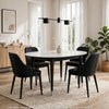 Maddy Round Dining Table | 47" White Sintered Stone Top | Black Wood