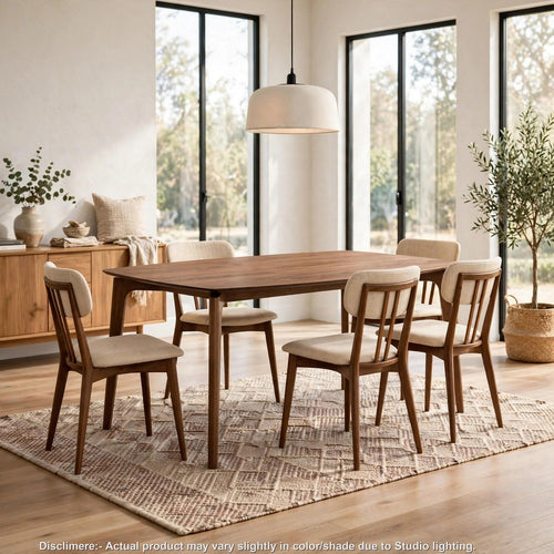 Ebik Mid-Century Dining Table | Tapered Legs | Walnut Brown | 59"