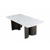 Sely Dining Table | Double Sculpted Pedestal Base | 78" White Faux Marble