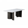 Sely Dining Table | Double Sculpted Pedestal Base | 78" White Faux Marble