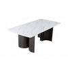 Sely Dining Table | Double Sculpted Pedestal Base | 78" White Faux Marble