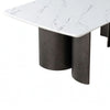 Sely Dining Table | Double Sculpted Pedestal Base | 78" White Faux Marble