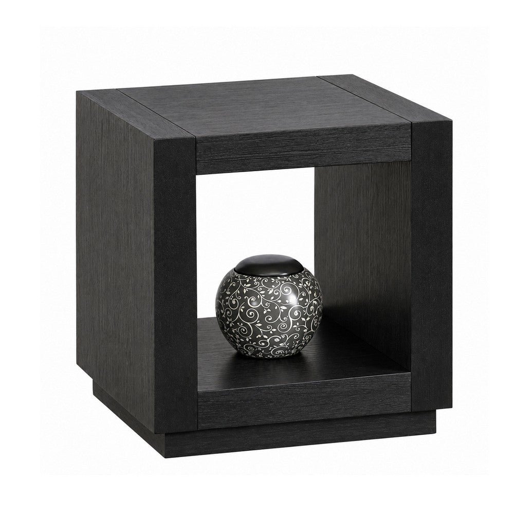 Dane Contemporary End Table | Lower Open Shelf | Black Oak Veneer | 22"