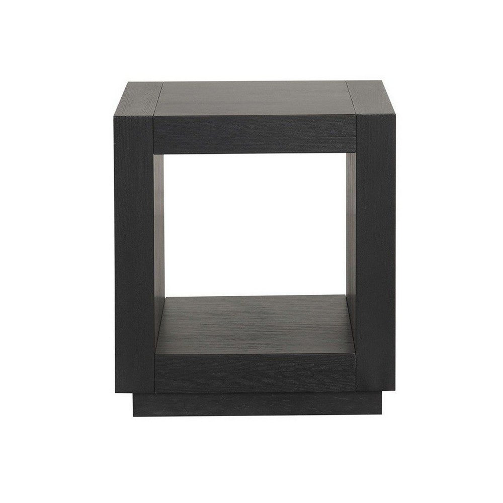 Dane Contemporary End Table | Lower Open Shelf | Black Oak Veneer | 22"
