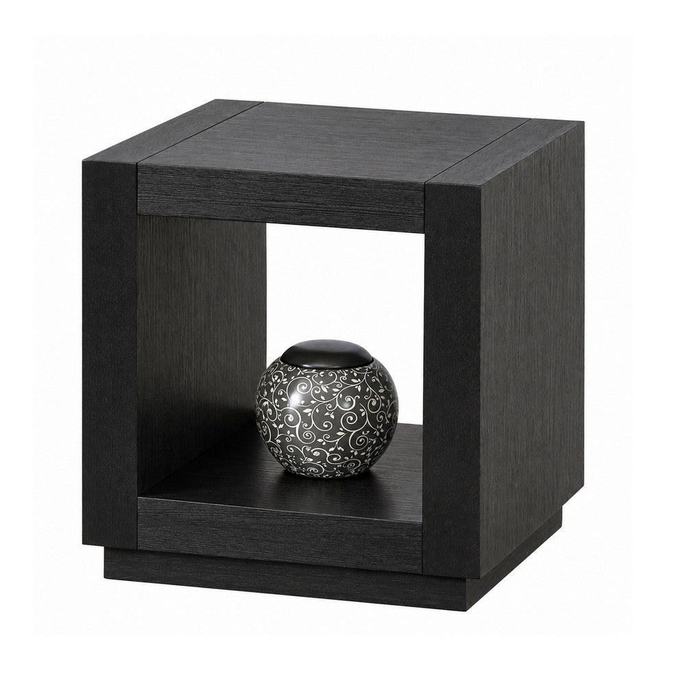 Dane Contemporary End Table | Lower Open Shelf | Black Oak Veneer | 22"