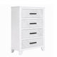 Feza Tall Dresser Chest with 4 Drawers | Faux Marble Accents | White