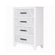 Feza Tall Dresser Chest with 4 Drawers | Faux Marble Accents | White