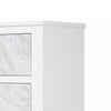 Feza Tall Dresser Chest with 4 Drawers | Faux Marble Accents | White