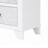 Feza Tall Dresser Chest with 4 Drawers | Faux Marble Accents | White