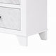 Feza Tall Dresser Chest with 4 Drawers | Faux Marble Accents | White