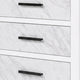 Feza Tall Dresser Chest with 4 Drawers | Faux Marble Accents | White