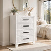 Feza Tall Dresser Chest with 4 Drawers | Faux Marble Accents | White