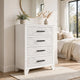 Feza Tall Dresser Chest with 4 Drawers | Faux Marble Accents | White