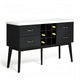 Shaily Sideboard Server, White Marble Top and Wine Storage | Black | 60"