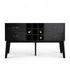 Shaily Sideboard Server, White Marble Top and Wine Storage | Black | 60"