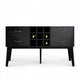 Shaily Sideboard Server, White Marble Top and Wine Storage | Black | 60"