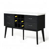 Shaily Sideboard Server, White Marble Top and Wine Storage | Black | 60"