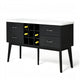 Shaily Sideboard Server, White Marble Top and Wine Storage | Black | 60"