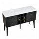 Shaily Sideboard Server, White Marble Top and Wine Storage | Black | 60"