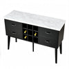 Shaily Sideboard Server, White Marble Top and Wine Storage | Black | 60"