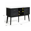 Shaily Sideboard Server, White Marble Top and Wine Storage | Black | 60"