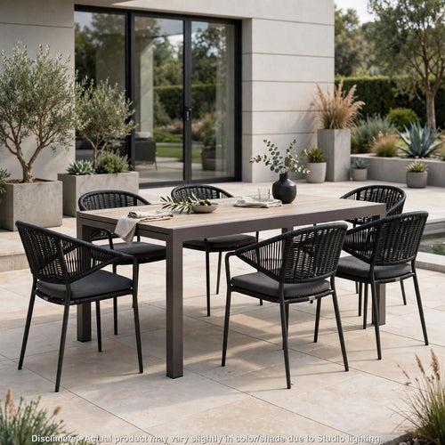 Amey Extendable Outdoor Dining Table | Gunmetal Gray | Glass-Metal | 63-95"