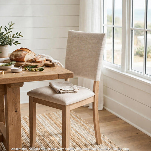 Kysa High-Back Dining Side Chair | Set of 4 | Natural Brown Wood | Beige