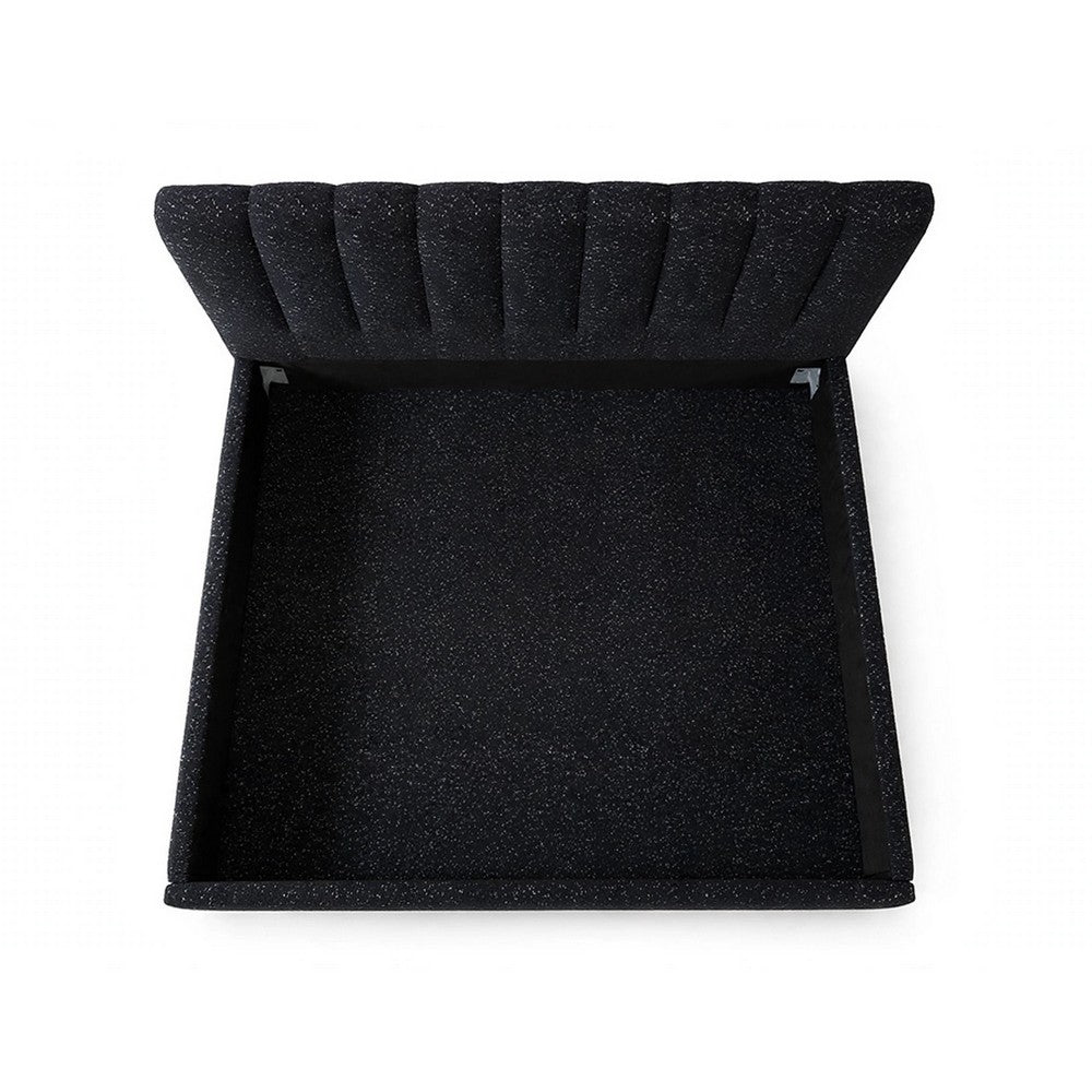 Soru King Size Bed | Vertical Channel Tufted | Black Boucle Upholstery