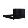 Soru Full Size Bed | Vertical Channel Tufted | Black Boucle Upholstery