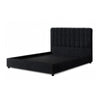 Soru Queen Size Bed | Vertical Channel Tufted | Black Boucle Upholstery