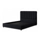 Soru Queen Size Bed | Vertical Channel Tufted | Black Boucle Upholstery