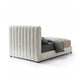 Soru Full Size Bed | Vertical Channel Tufted | White Boucle Upholstery